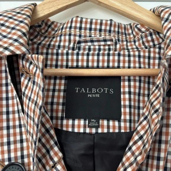 Talbots Polished Plaid Trench Coat NWOT Fall Office Career M P Petite MP - Picture 8 of 12